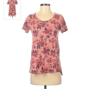 LulaRoe Classic Tee Pink Floral Women's Small S Spring Summer Basic Everydat EUC